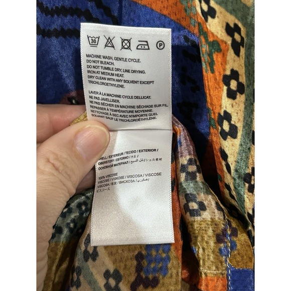 Farm Rio Anthropologie Top Women's XL Button Dotted Patchwork Scarf Print NWT - Picture 13 of 16
